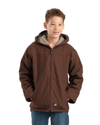 Berne Boys Sanded Hooded Coat - Fine Sherpa Lined
