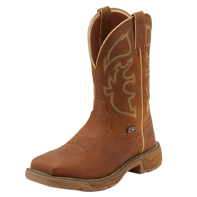 Justin Men‘s Stampede Rush Rustic Tan Waterproof Steel Toe Boots