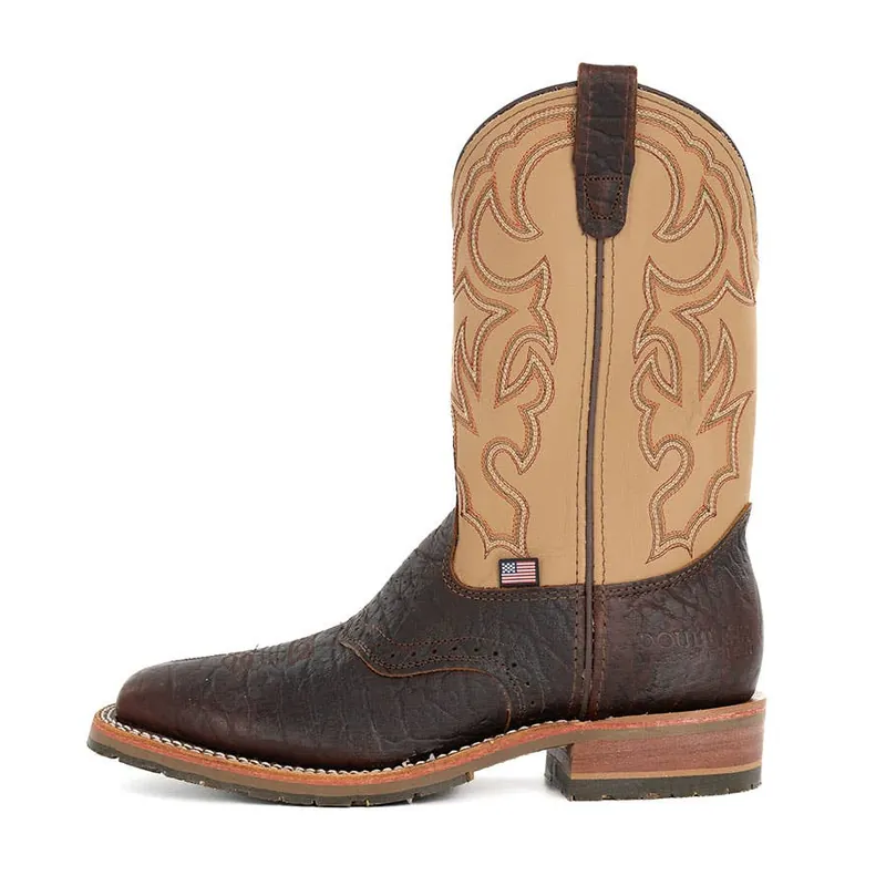 Double H Men‘s Graham Domestic Bison Wide Square Toe Roper Western Boots