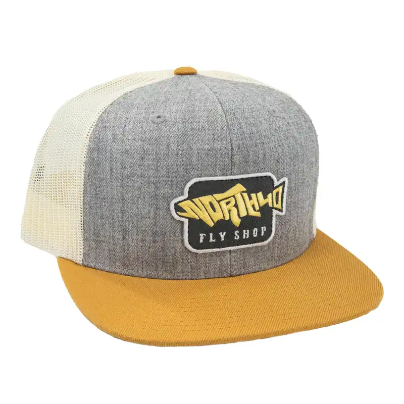 North 40 Fly Shop Logo Trucker Men’s Hat - Gray/ Biscuit